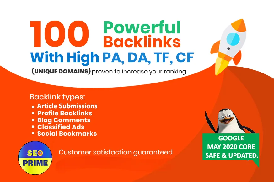 Increase Ranking with 100 Unique Domain High Authority Backlinks PA DA TF CF Upto 100 for $5